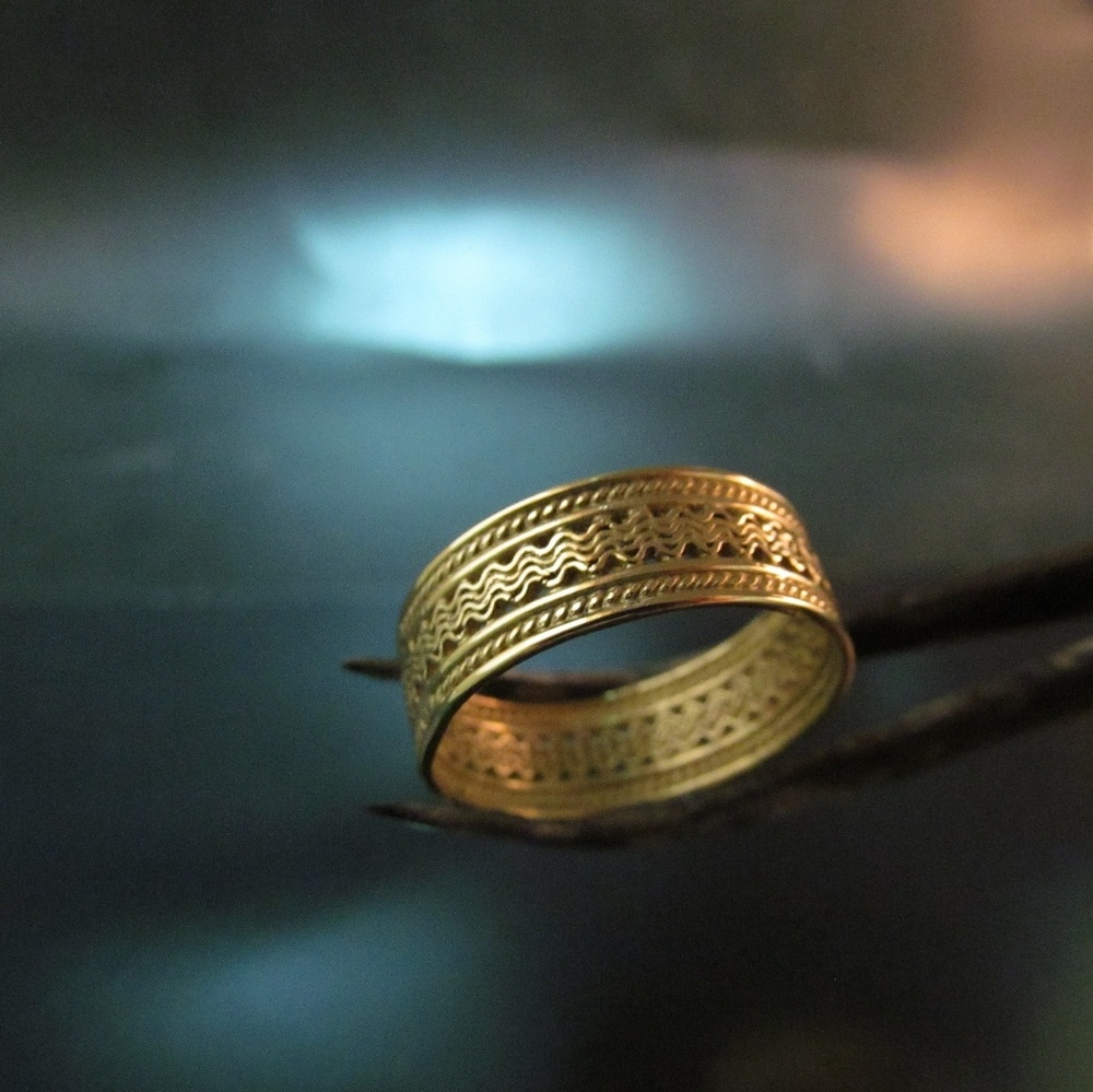 Wedding ring. 14k yellow gold wedding filigree ring for men/women. UNIQUE - Picture 4 of 10